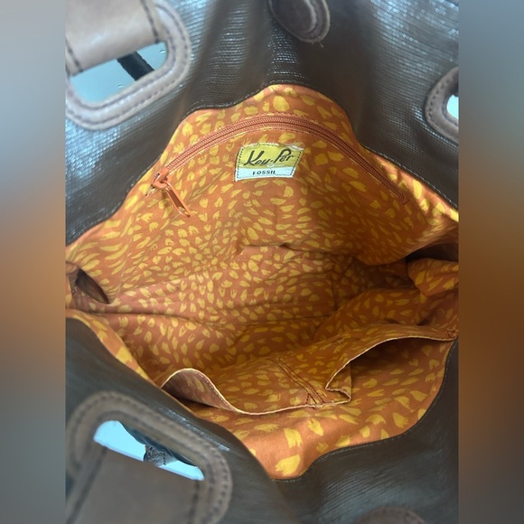 Fossil Key-Per Brown and Orange Quilted Purse in Good Condition - Picture 4 of 12